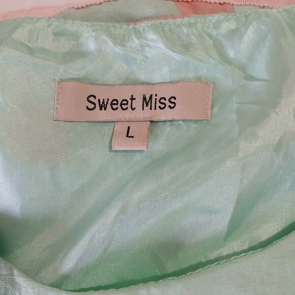 Sweet Miss Large Mint Green & Pink Polka Dot Fit and Flare Dress sz Large - Picture 2 of 13